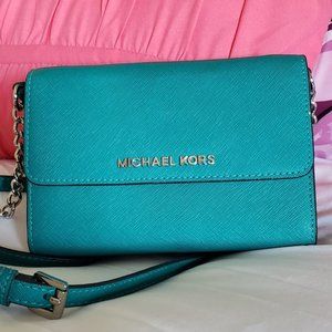 Michael Kors small saffiano teal crossbody
